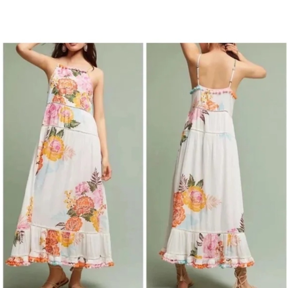 Farm Rio Floral Maxi XSP - White with Pink and Orange Accents